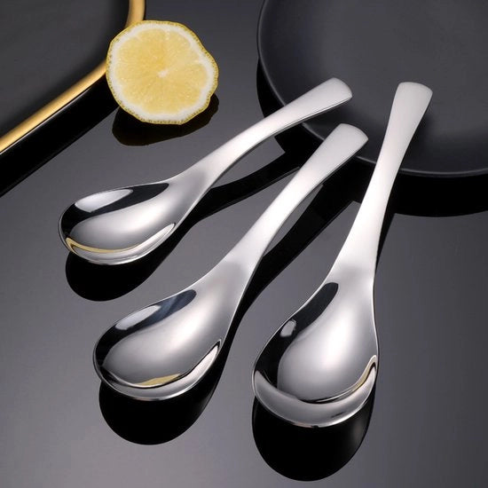 304 LAMA IN ACCIAIO INOX PER CUCCHIAI DA SOUP E CUCCHIAI DA BIBIRA PER IL BEVERE DI CUCCHIAI DA SOUP CON BASE ROTONDA PROFONDA E PIENA, GRANDE + MEDIO + PICCOLO
