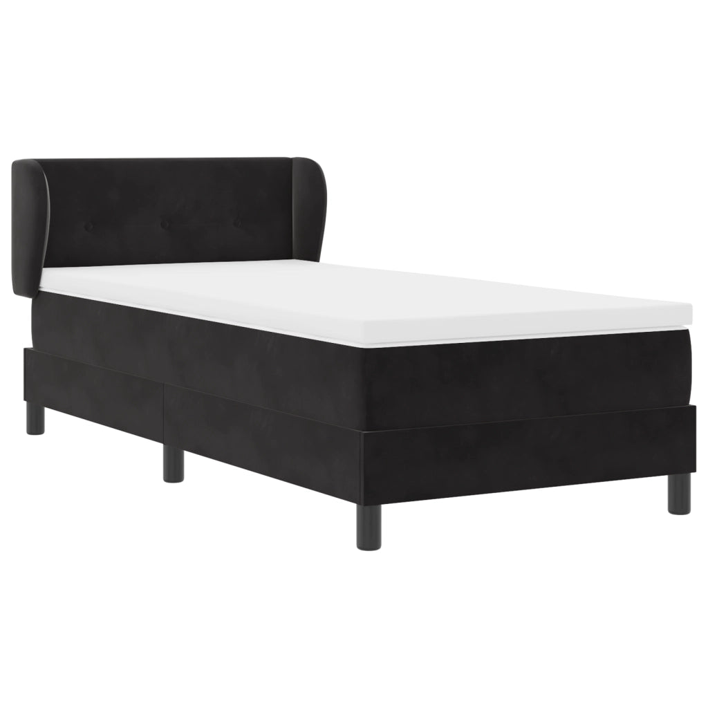 Letto Box Spring con Materasso Nero 80x200 cm in Velluto
