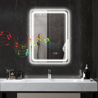 Specchio Bagno 70x50x3,5 cm LED con Bluetooth Illuminazione Regolabile e Funzione Memory in Vetro Temperato