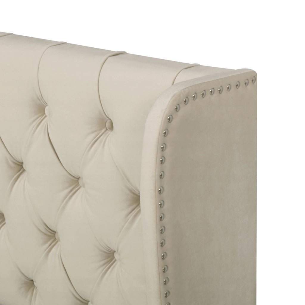 Letto imbottito 160x200 - Xylo - Beige velluto idraulico
