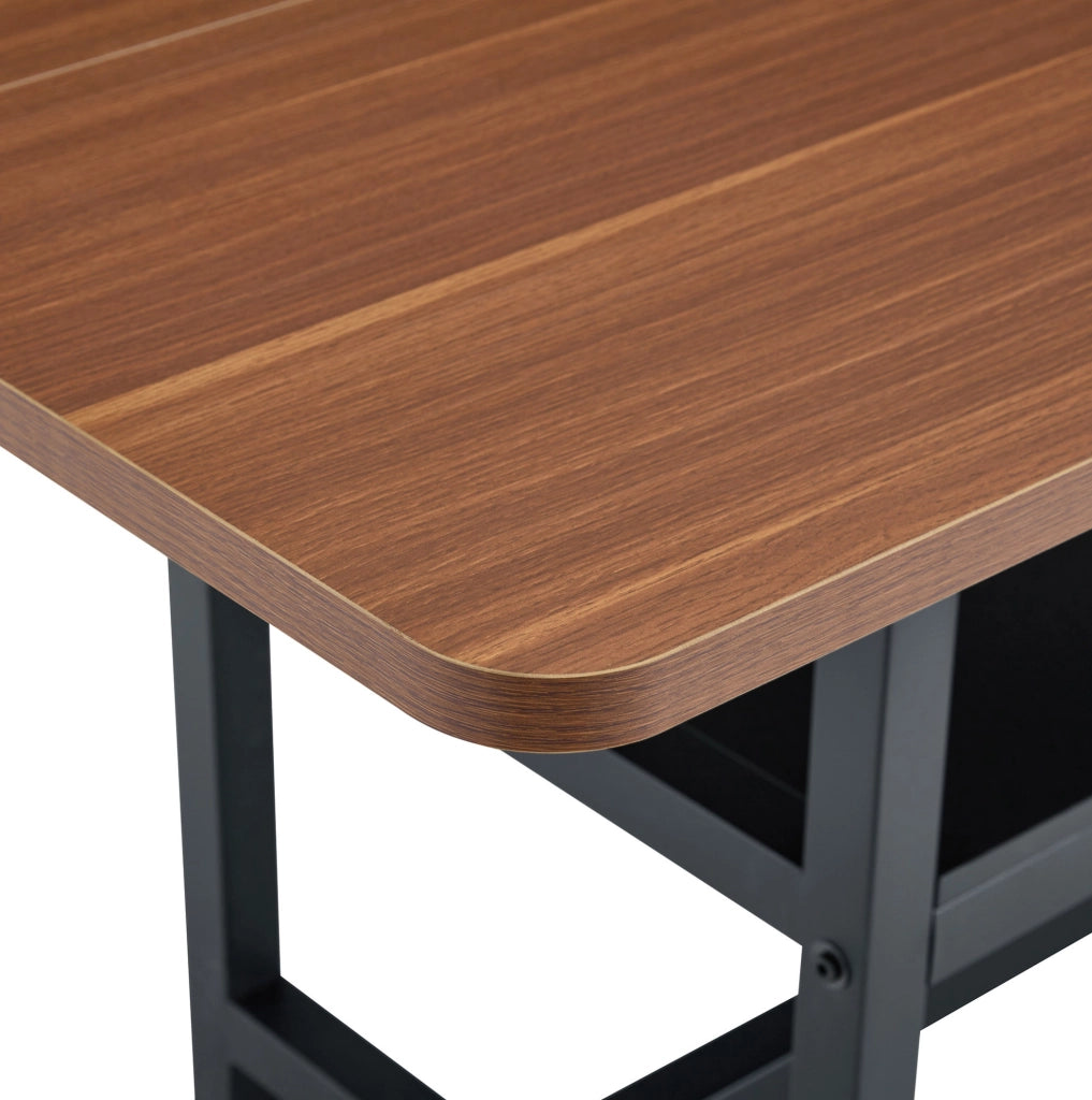 Tavolo da pranzo 160x90x76 cm con ripiano integrato in MDF e metallo nero e noce