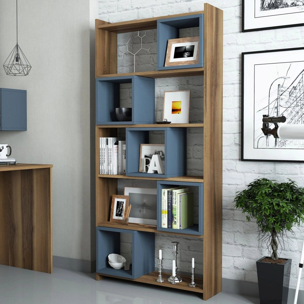 Biblioteca Policoro, Libreria 4 Ripiani, 80x22x170h cm Marrone Noce