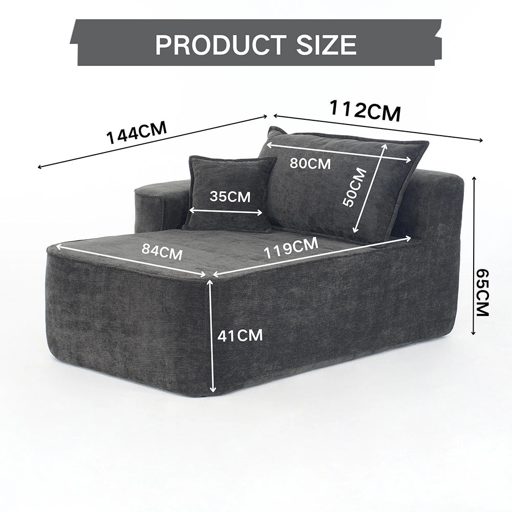 Chaise longue confortable - Xylo - Noir avec coussins et poches lat¨¦rales
