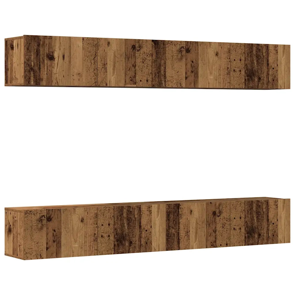 Set di 4 mobili porta TV a parete Legno Antico 100x30x30 cm 3328945