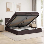 Letto Ottomano con Materasso e LED Marrone Scuro 140 x 200 cm 3456915