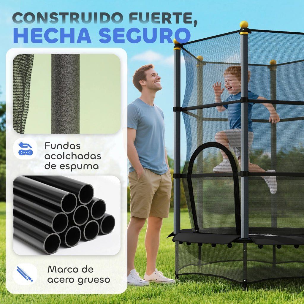 Trampolino per Bambini ¨C zephmum ¨C Nero, Acciaio, ?140 cm