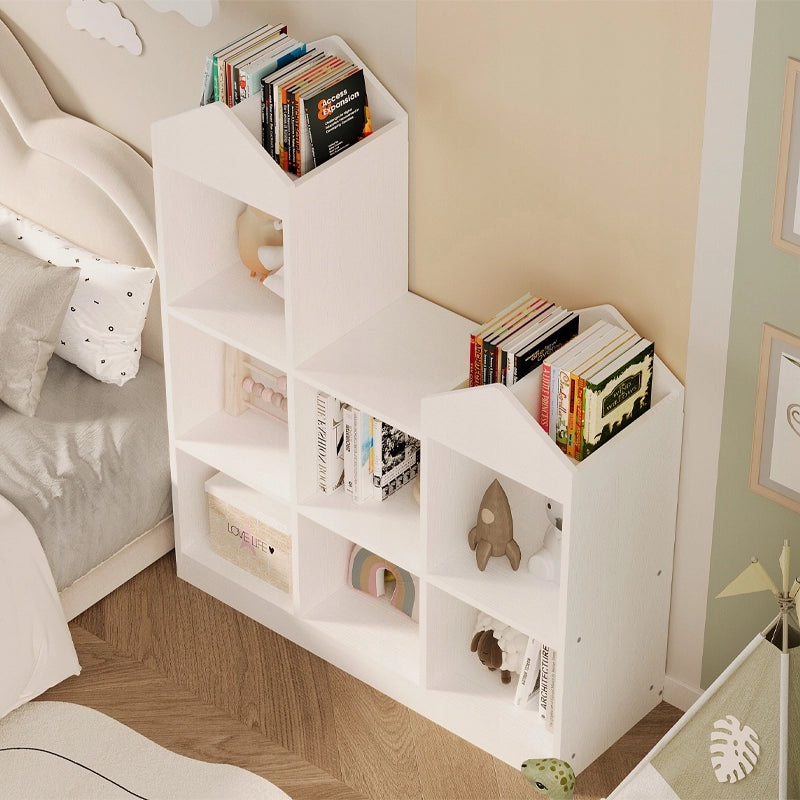Scaffale bianco per bambini con 7 scomparti per giocattoli, libri, accessori e organizer