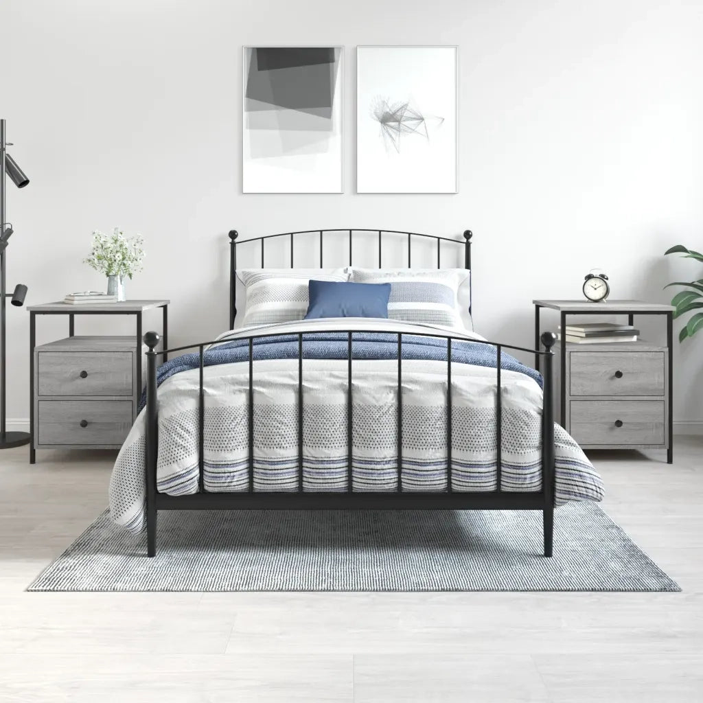 Set di 2 Comodini | Armadio da Notte | Mobiletto da notte Grigio Sonoma 44x45x60 cm in Legno Multistrato