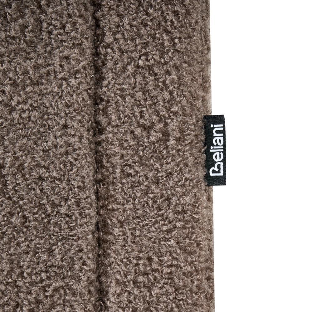 Letto matrimoniale con contenitore in tessuto bouclè tortora 140 x 200 cm portaoggetti stile moderno