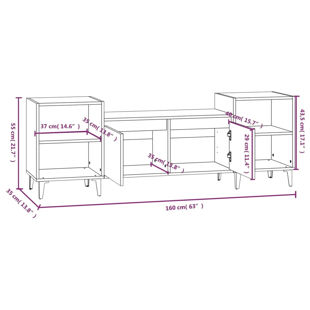 Mobile TV multimediale mensola TV credenza TV sala da pranzo soggiorno camera da letto 160 x 35 x 55 cm legno ingegnerizzato grigio 02_0026064