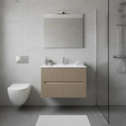 Composizione mobile bagno sospeso con cassetti cm 70 cannettato mod. STICK - Tortora Opaco