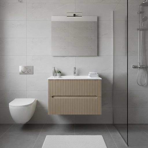 Composizione mobile bagno sospeso con cassetti cm 70 cannettato mod. STICK - Tortora Opaco