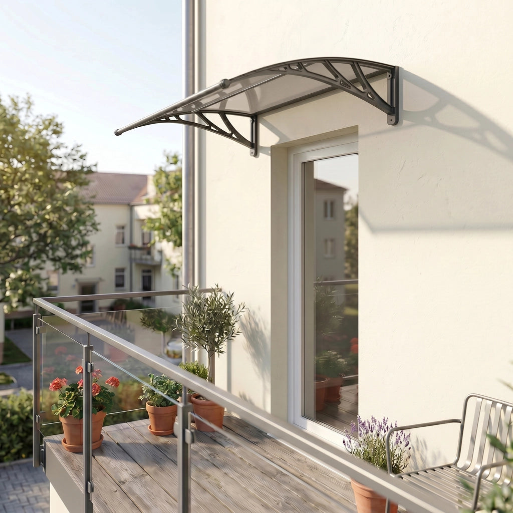 Pensilina per Ingresso Mellerud in Policarbonato 100 x 60 cm Marrone / Nero [en.casa]
