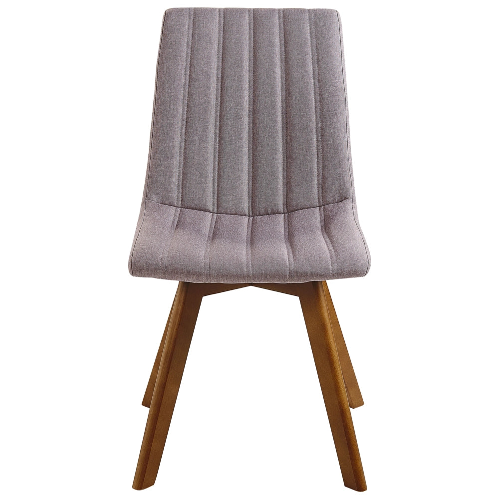 Set di 2 sedie Tessuto poliestere color talpa Gambe in legno massello scuro Imbottitura verticale Schienale curvo