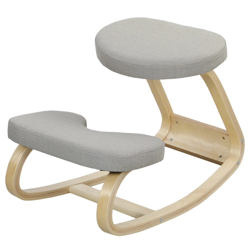Sedia Inginocchiatoio con Movimento a Dondolo ¨C Zephmum ¨C Tessuto Grigio Legno Betulla 50x73x55 cm
