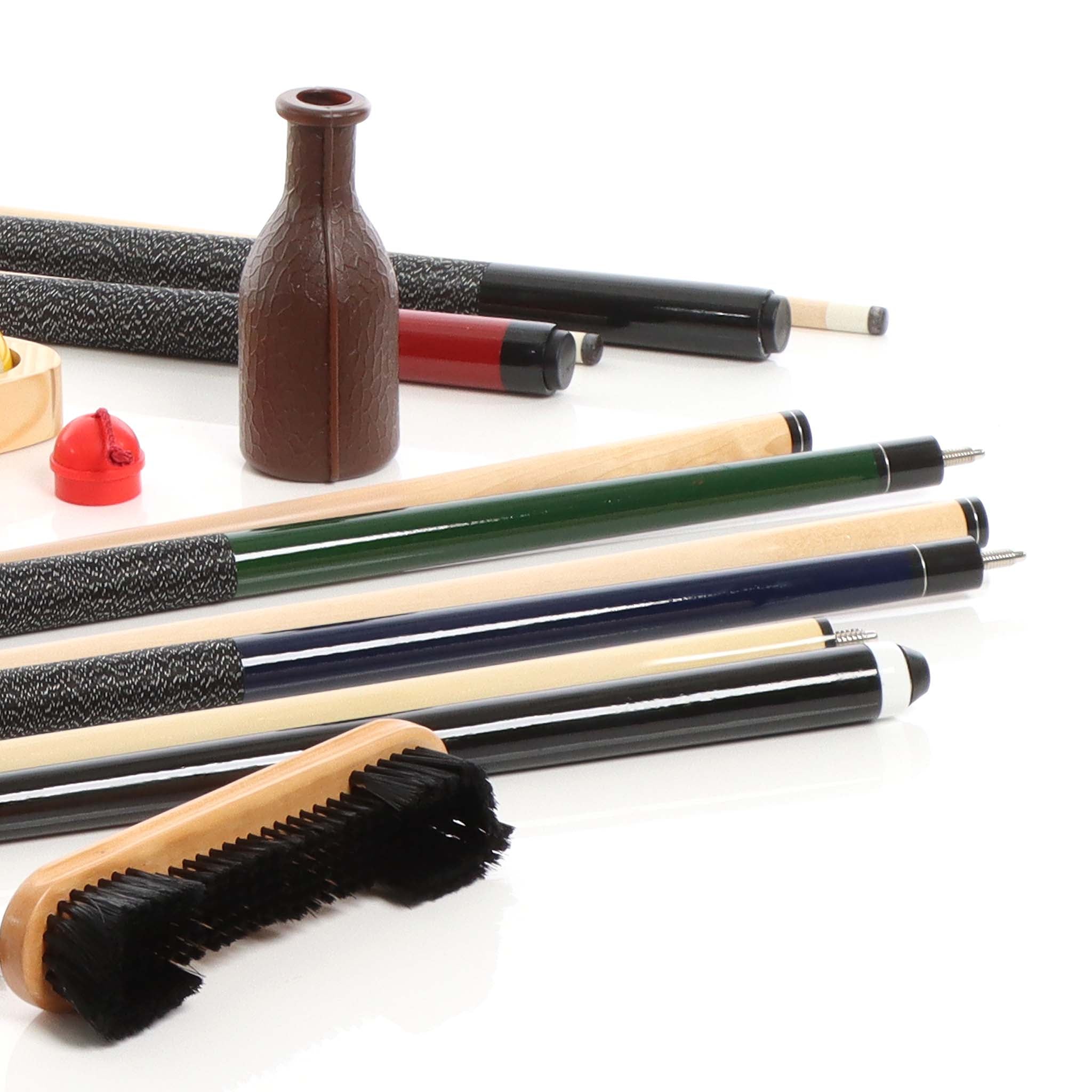 Set di accessori per biliardo 4 stecche triangolo e portastecche a parete