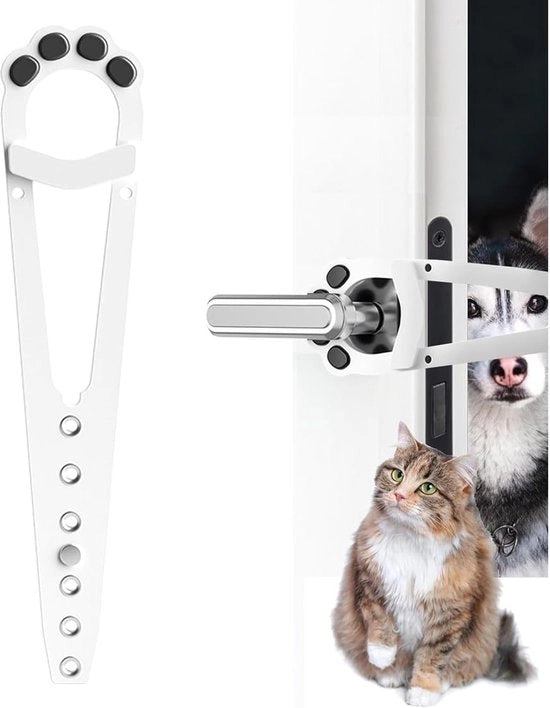 Blocco di sicurezza per porte scorrevoli per cani che impedisce l'accesso ai gatti, prevenendo la chiusura della porta, consentendo l'ingresso dei gatti e l'esclusione dei cani
