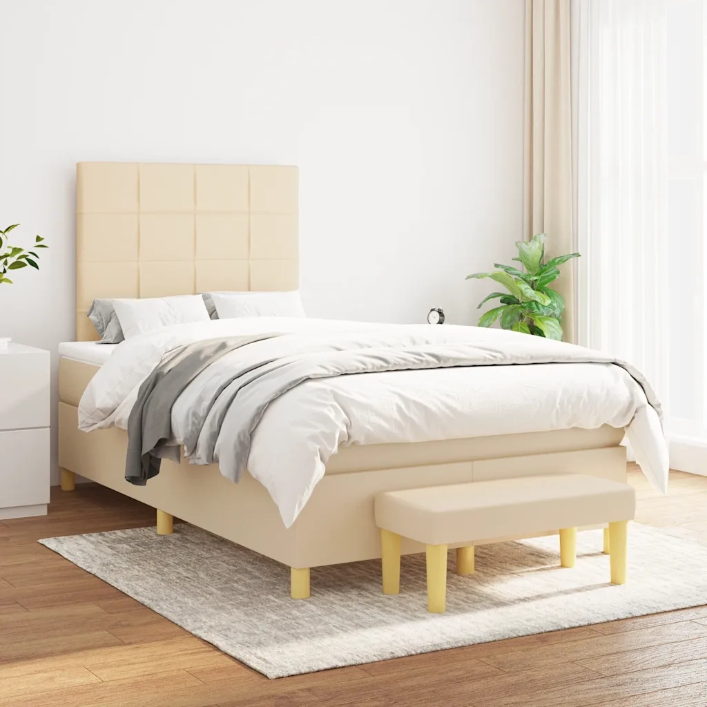 Giroletto a Molle con Materasso Crema 120x190 cm in Tessuto 3270409