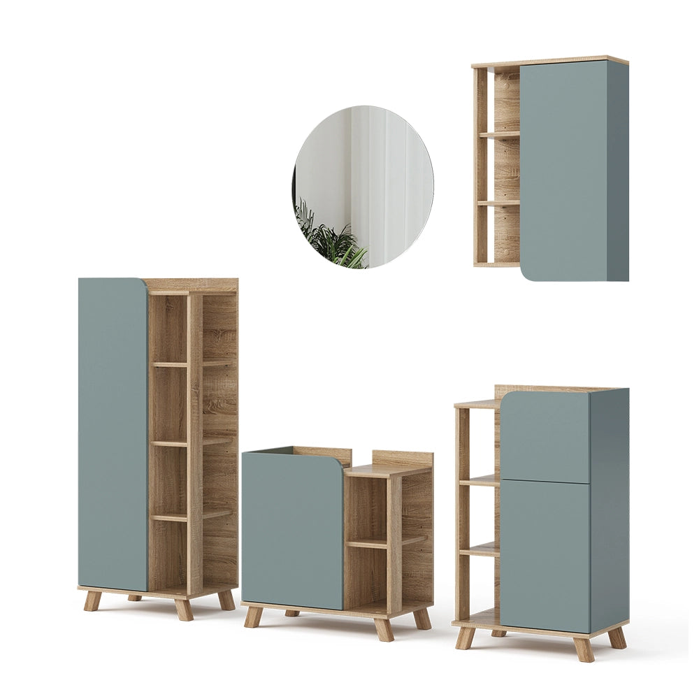 Vicco Set di mobili da bagno Grigio-blu 5 parti