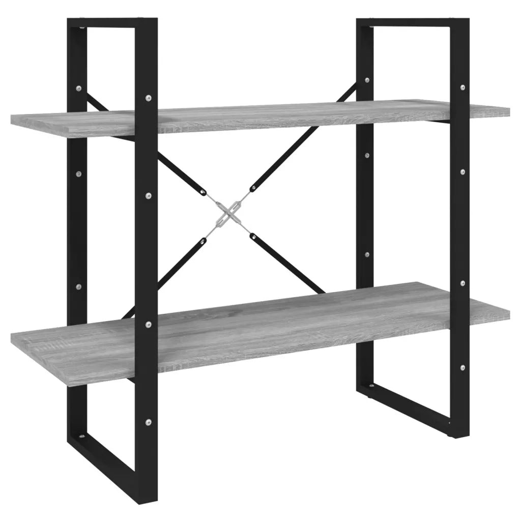 Libreria a 2 Ripiani-Scaffale per Libri-Mobile di Stoccaggio Grigio Sonoma 80x30x70cm Legno Multistrato