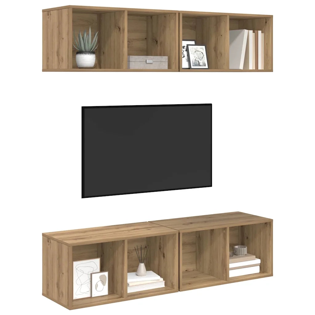 vidaXL Mobile TV da Parete 4 pcs rovere artigianale 37 x 37 x 72 cm