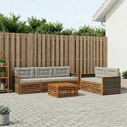 Set di divani da esterno 6 pcs Naturale e Grigio Chiaro