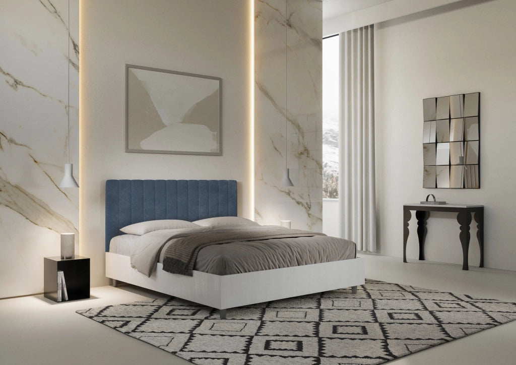 Letto Matrimoniale 160x200 cm Senza Rete Kaia Blu