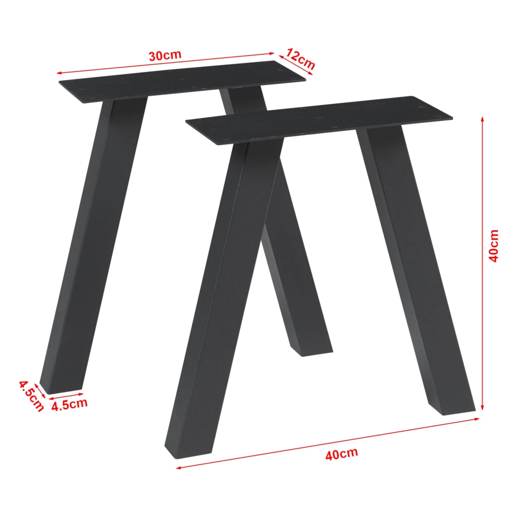 Set di 2 gambe per tavolo da arredamento moderno design originale fai da te acciaio Heustreu 40 x 40 cm nero 03_0009668