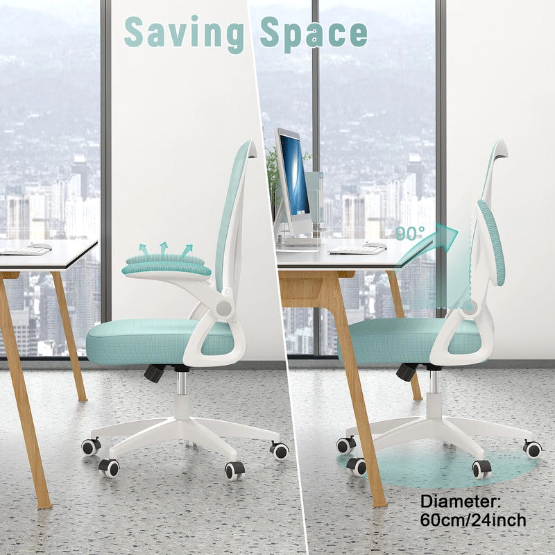 Sedia da ufficio ergonomica HAMLODY - con rotelle - Schienale regolabile con supporto lombare - Altezza regolabile - Verde
