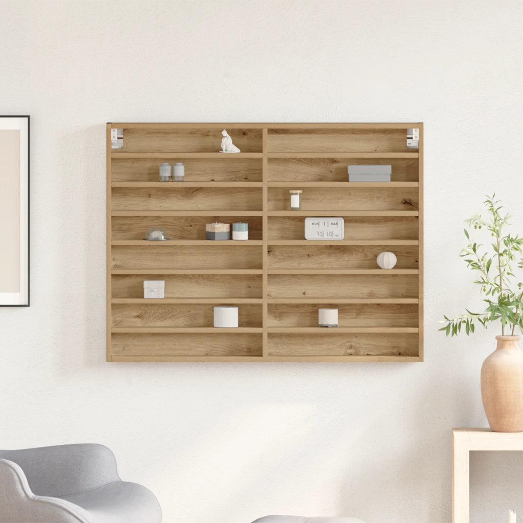 Armadio Vitrine  in Rovere Artigianale 100x8,5x75 cm in Legno Composito