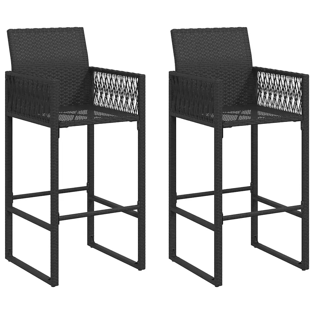 Set Bar da Giardino 3pz senza Cuscini Nero in Polyrattan Acacia