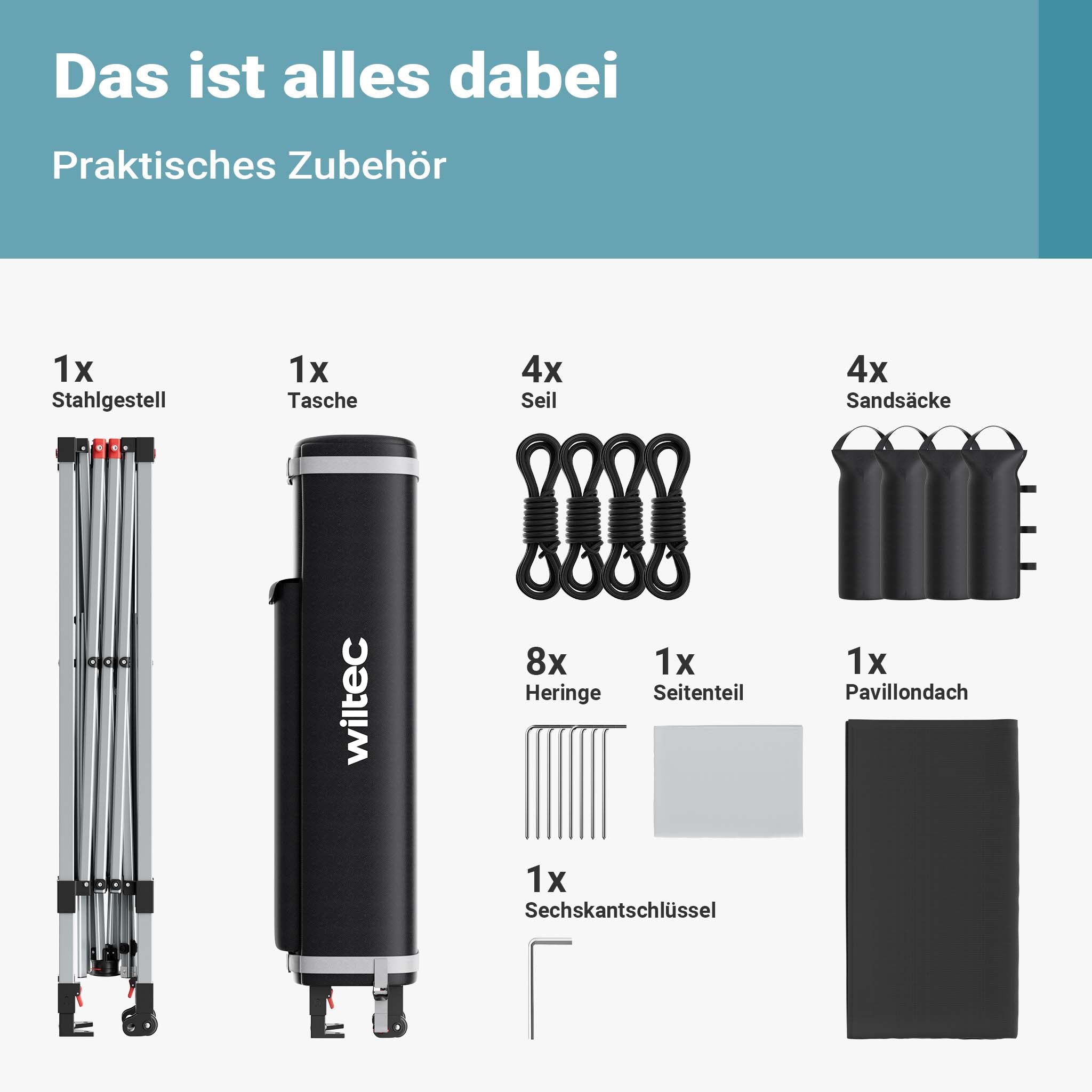 Gazebo pieghevole pop-up grigio, 3 x 3 m con parete laterale e ruote