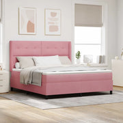 Letto a molle con materasso con led Rosa 180 x 200 cm Velluto