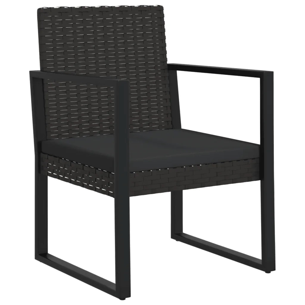 Set Divani da Giardino 3 pz con Cuscini Nero in Polyrattan cod mxl 63172