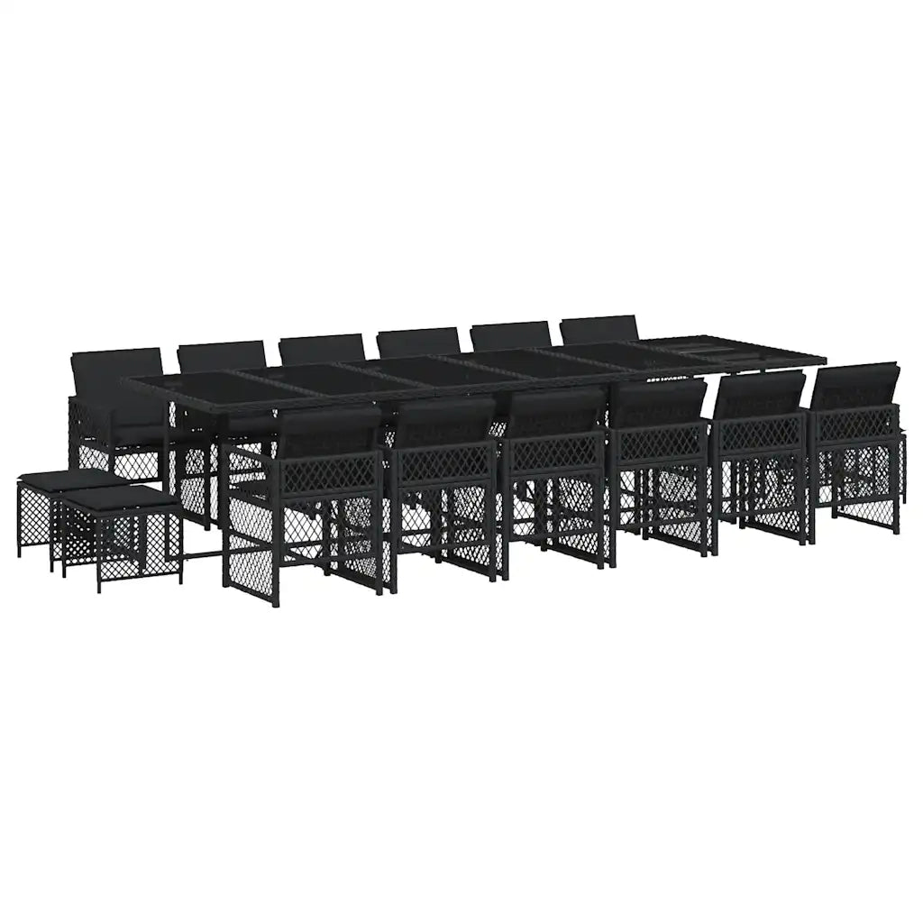 vidaXL Set da Pranzo da Giardino 17 pz con Cuscini Nero in Polyrattan