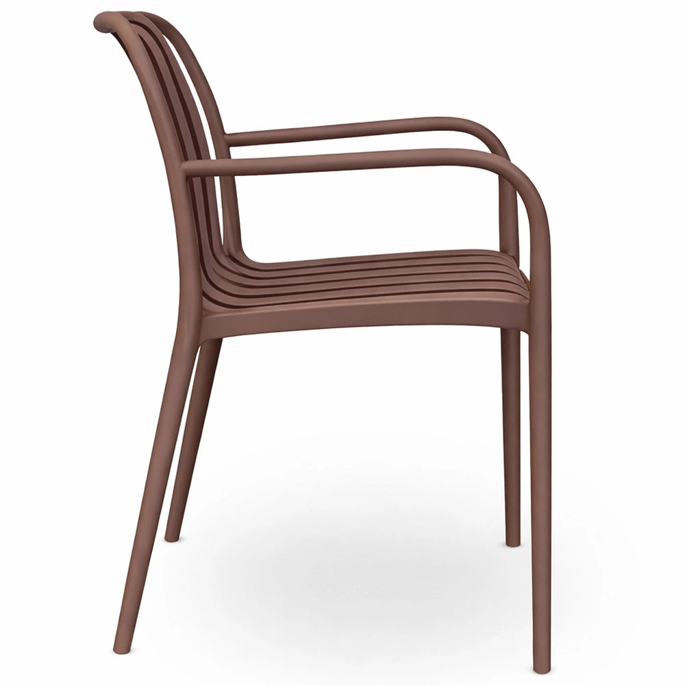 Sedia Iside da esterno in plastica marrone comfort premium con braccioli