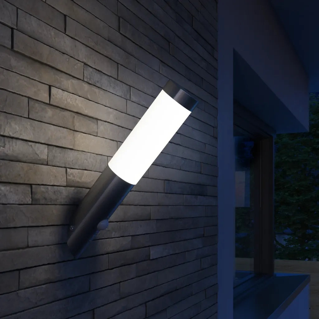 Lampioncino moderno in acciaio inox, sensore di movimento 40373