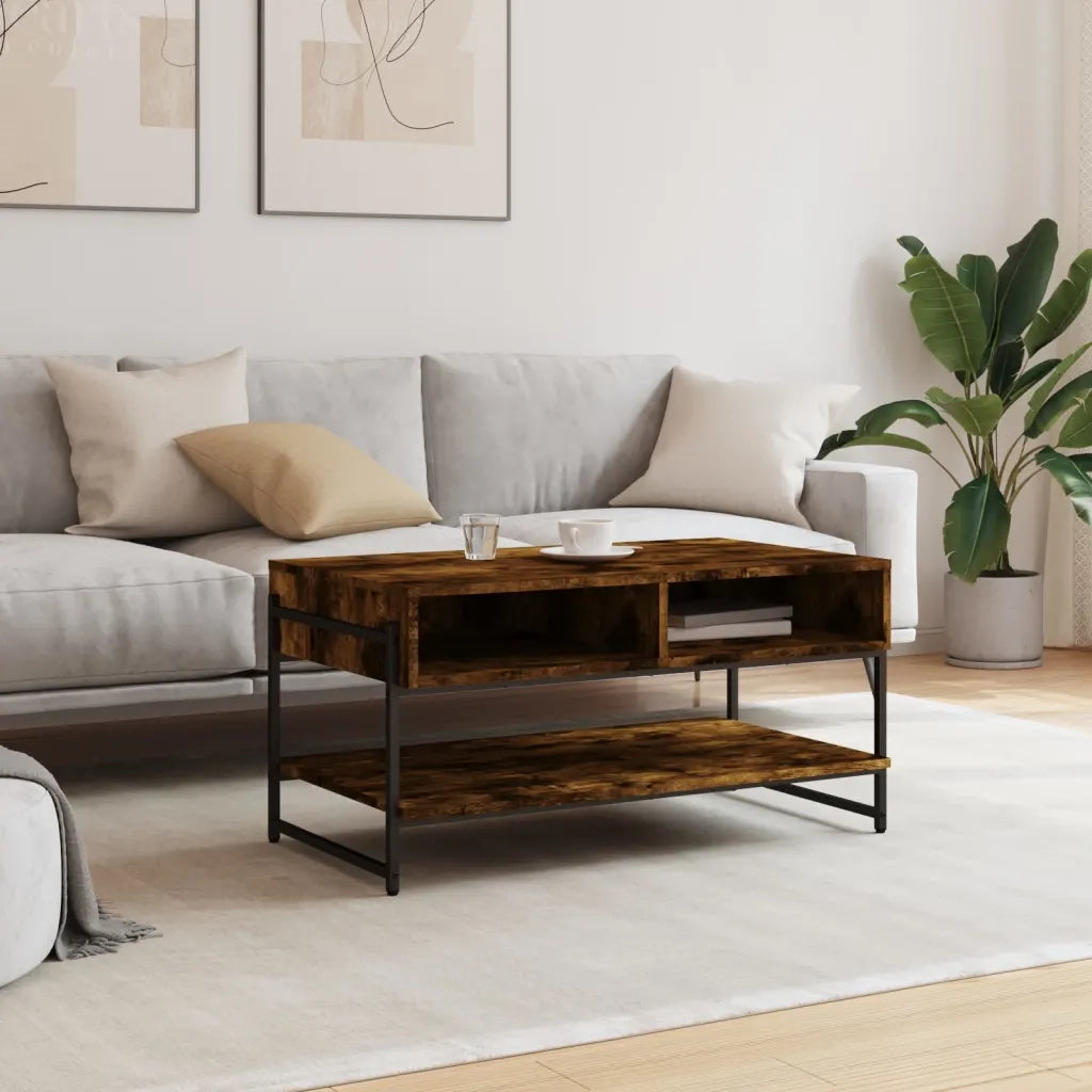 Tavolino da Salotto Rovere Fumo 90x50x45cm in Legno Multistrato 838970