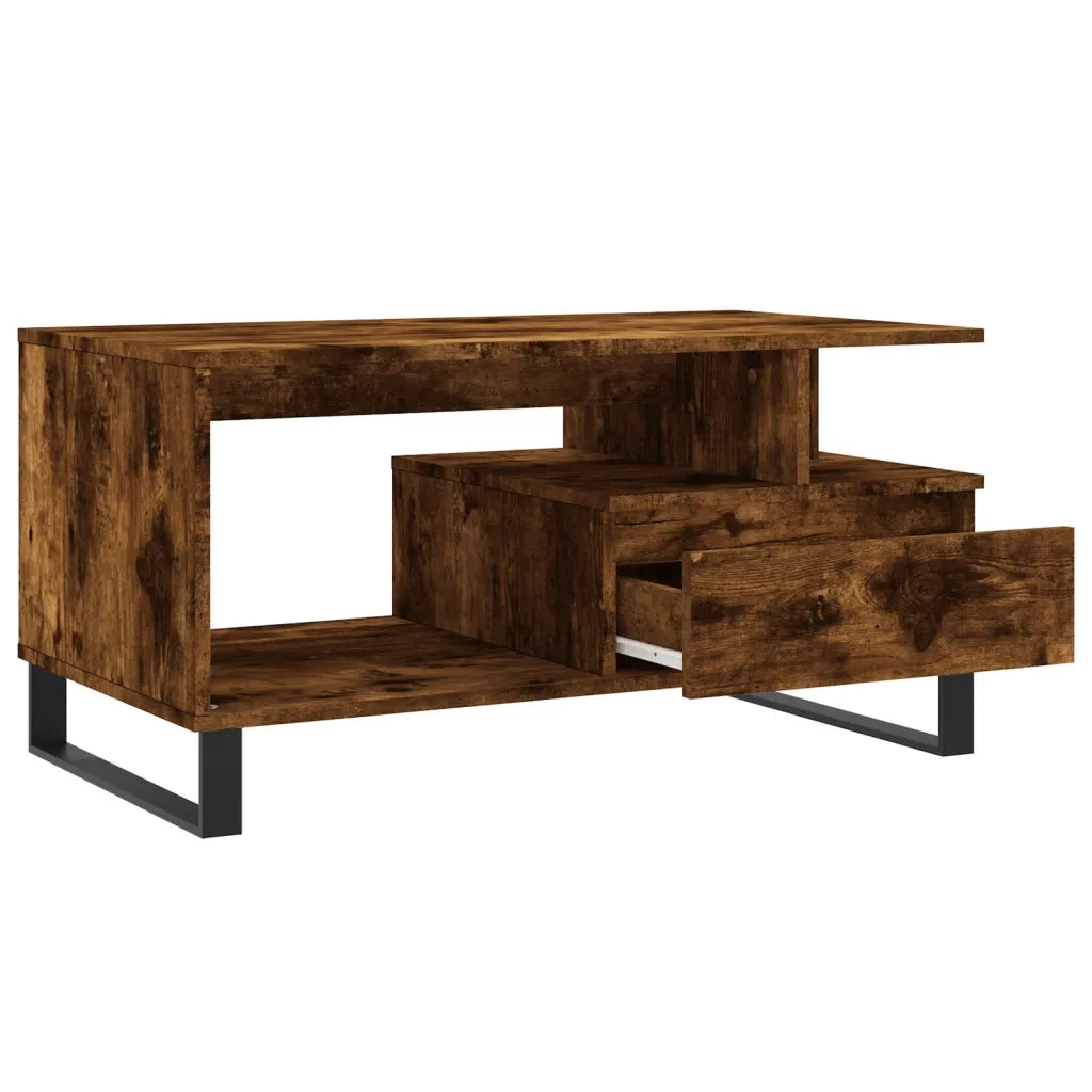 Tavolino da salotto | Tavolino da caff¨¨ | Tavolino da Soggiorno Rovere Fumo 90x49x45 cm Legno Multistrato