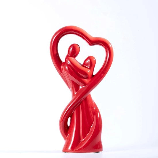 Decorazione di scultura Moderno Rosso, Scultura di un coppia abbracciante, Immagini d'amore decorative moderne, Decorazione per l'ambiente di soggiorno, Sculture, Scrivanie, Librerie, Regali di sculture di coppia, Ceramica