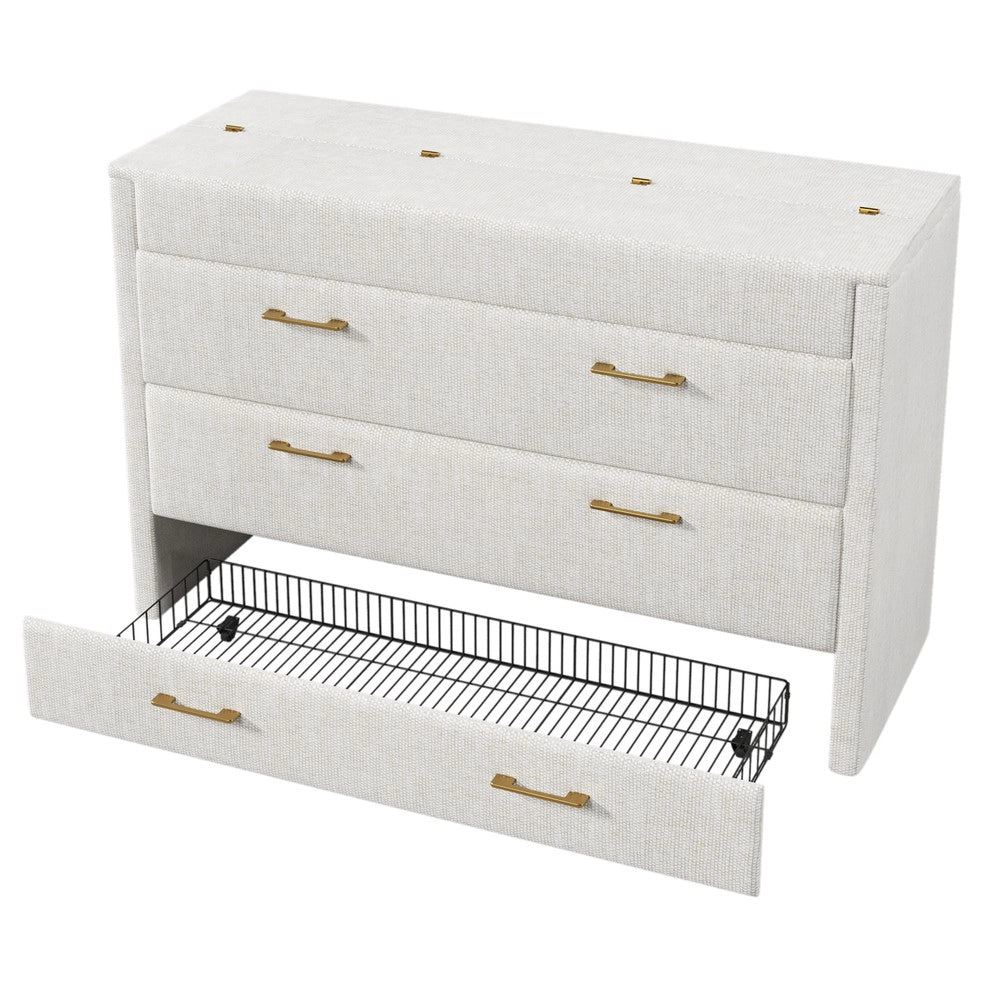 Letto a Scomparsa con Cassetto e USB ¨C MINIMAL ¨C Tessuto Beige 140x200