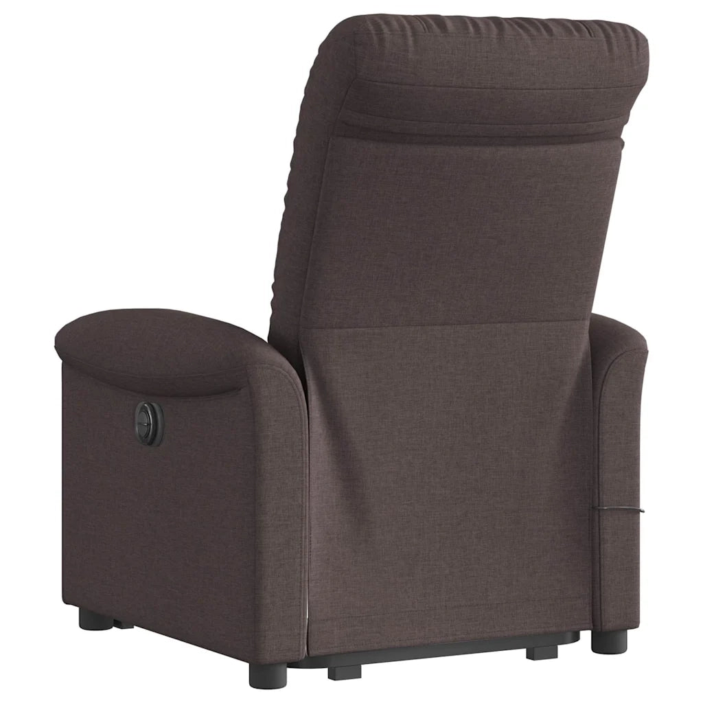 Poltrona | Sedia Relax Alzapersona Massaggi Reclinabile Marrone Scuro Tessuto
