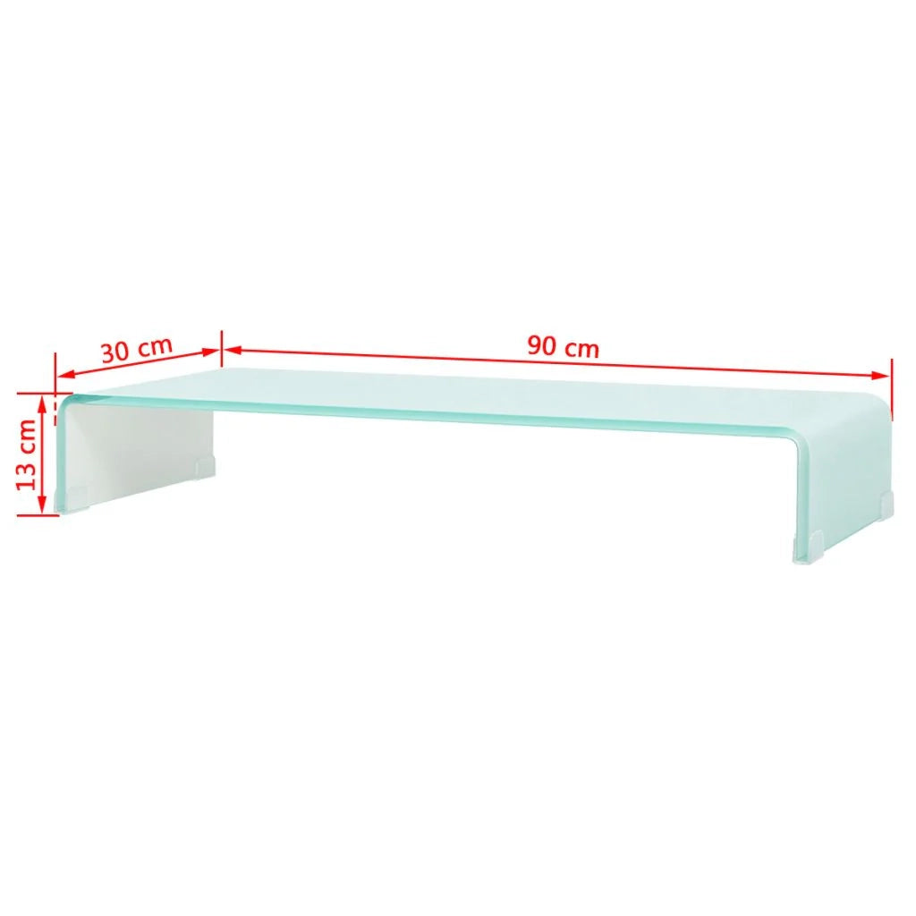 Pratico mobile porta TV/credenza di design per monitor da 90 cm vetro bianco 2502252