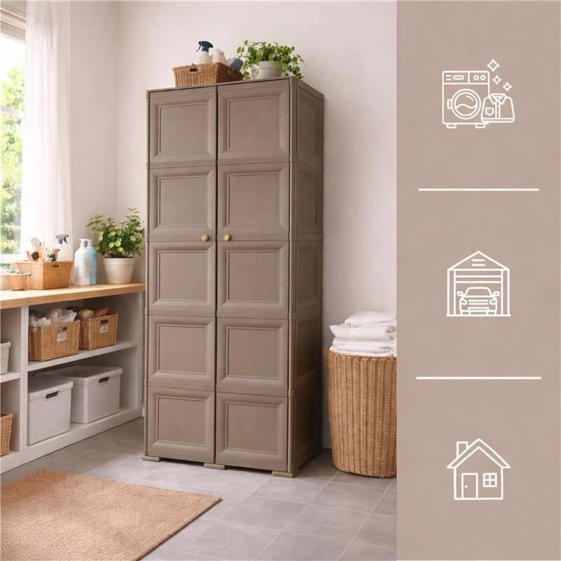 ARMADIO 5 MODULI TALPA 79X43X203 CM – MOBILE ALTO SALVASPAZIO PER ORGANIZZAZIONE CASA E ZONA GIORNO