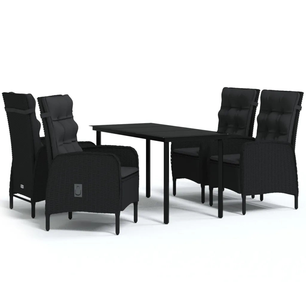Set da Pranzo per Giardino 5 pz con Cuscini Nero cod mxl 39363