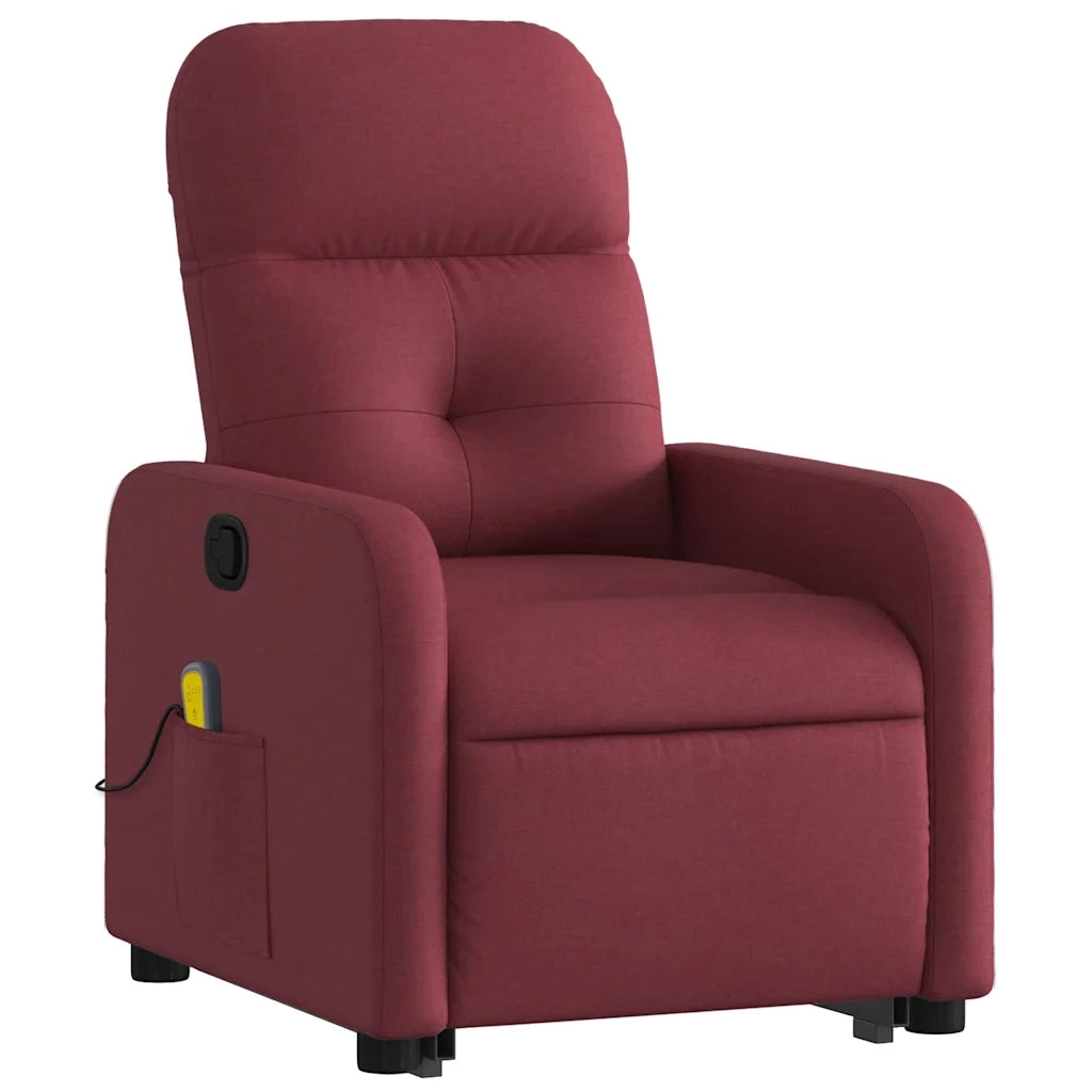 Poltrona Alzapersona Massaggio Reclinabile Rosso Vino Tessuto 3206807