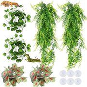Pianta per rettili - Finte viti per terrario - 4 pezzi - Verde - Plastica