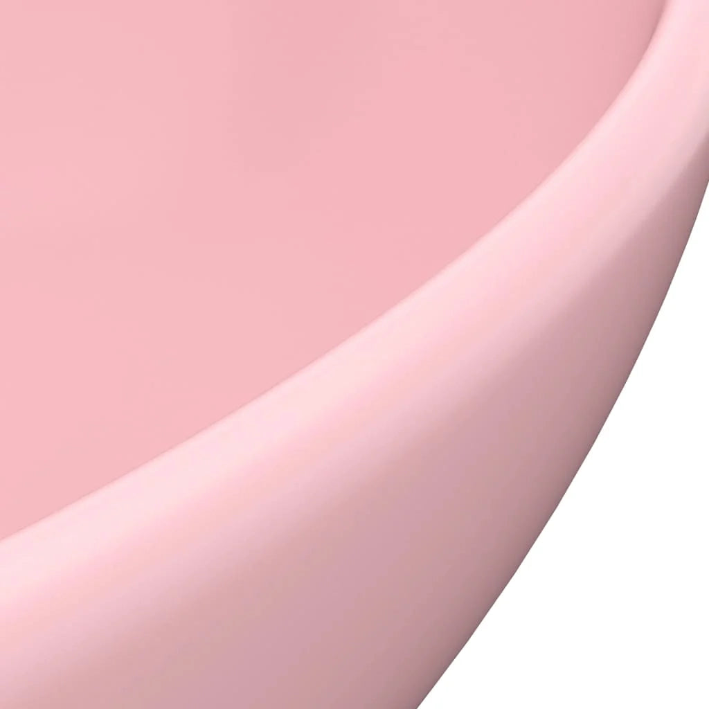 Lavabo da bagno ovale di lusso 40x33 cm in ceramica rosa opaco 02_0002664