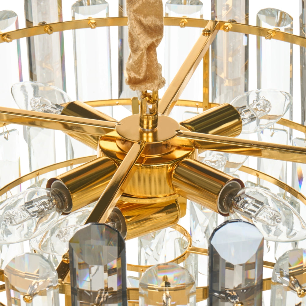 Lampadario in ottone, metallo e cristalli di vetro ⌀ 48 cm Lampada a sospensione stile glamour