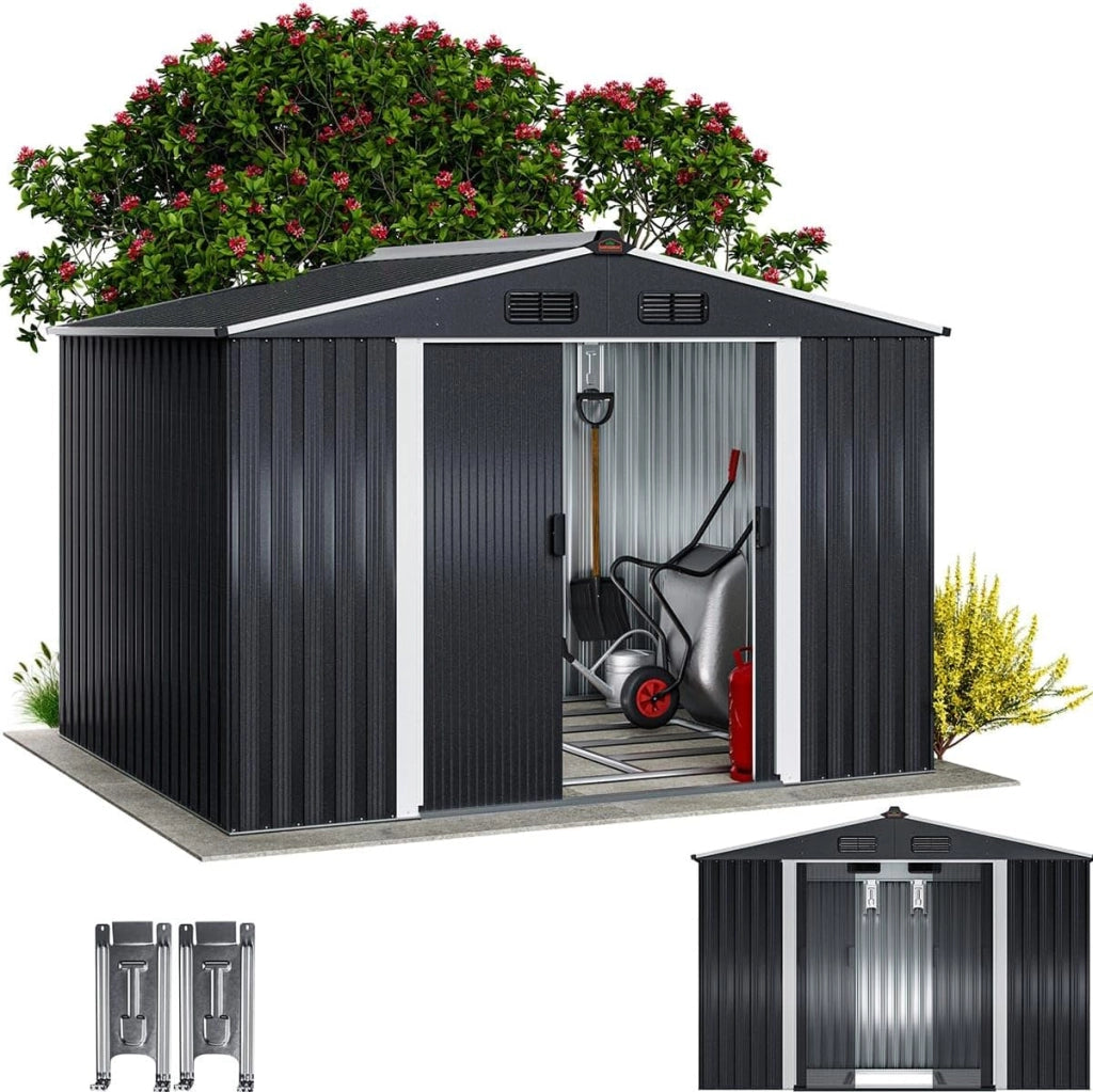 ® Casetta per Attrezzi da Giardino Capanno in Metallo da Esterno 5m² con Base 260x205x180cm Capannone XXL